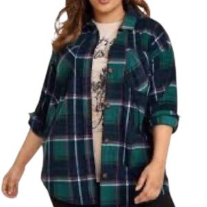 🟩✨ Plus Size Wilder Plaid Fleece Shacket – Maurices, Size 4X ✨🟦